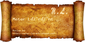 Meter Lóránt névjegykártya